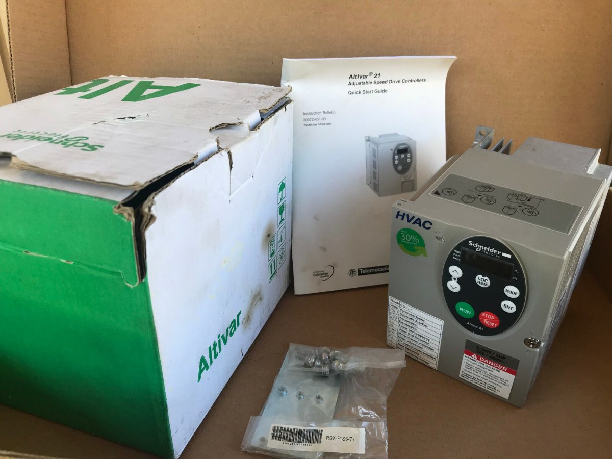 TELEMECANIQUE VARIABLE SPEED AC DRIVE, ALTIVAR 21, ATV21HU22N4, 480V, 3HP, 3PH