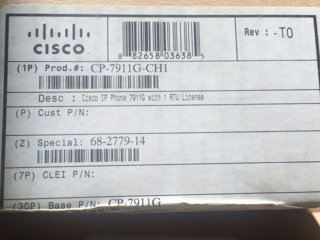 Cisco 7911 - CP-7911G-CH1 Unified IP Phone - Brand New - Qty 43 units Available