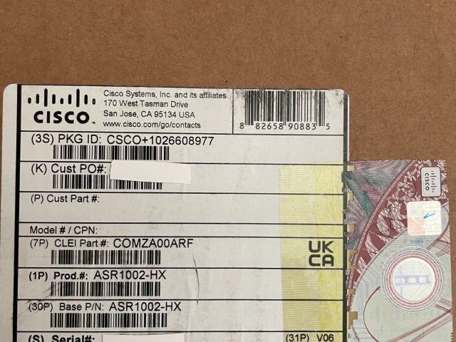 New Cisco ASR1000 ASR1002-HX Router ASR1002HX-IPSECHW, 2AC Power Supplies