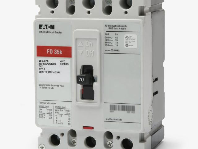 EATON FD3070L Circuit Breaker 70A 600V 3 Poles FD 35k