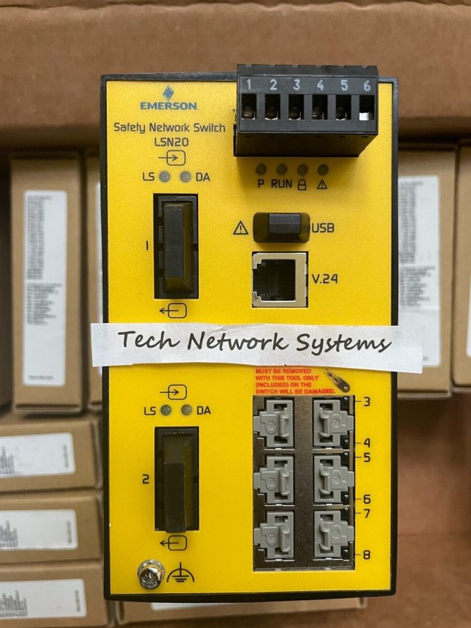 NEW EMERSON LSN20 DELTAV 6-PORT SAFETY NETWORK SWITCH LSN20-6TX2SM-ES