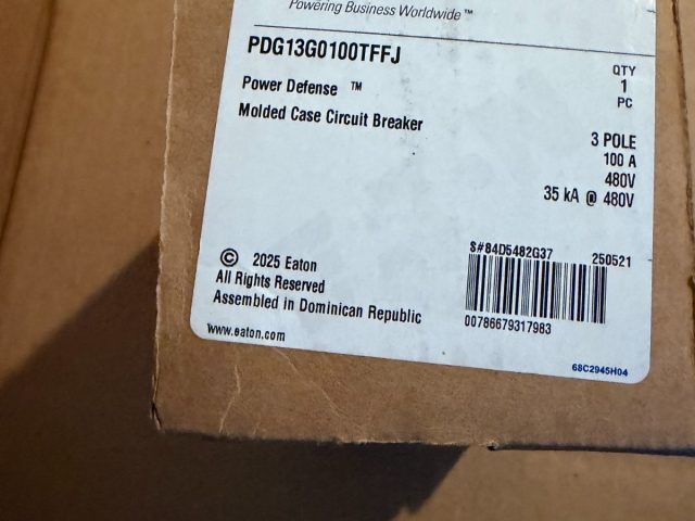 NEW IN BOX EATON PDG13G0100TFFJ 3Pole 70amp Power Defense Circuit Breaker