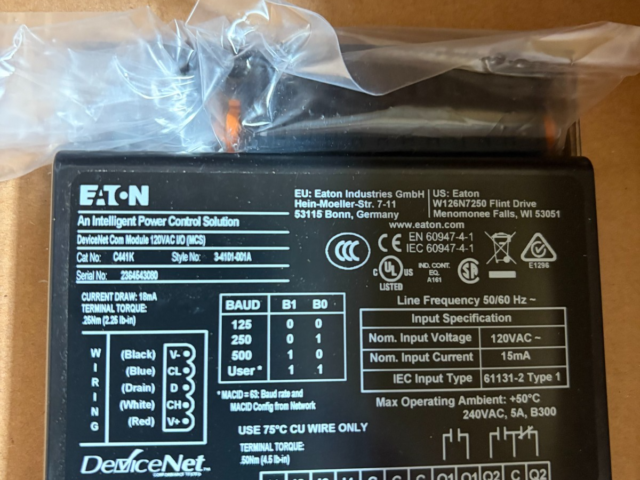 New Eaton C441K Programmable Logic Controller DeviceNet Communication Module I/O